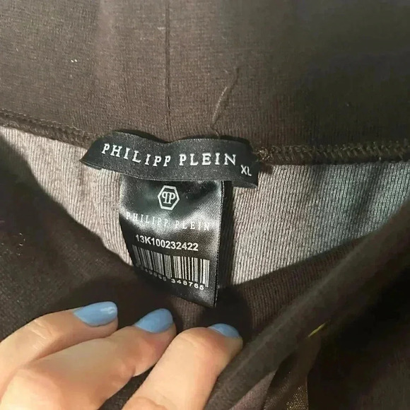 Philipp Plein brown velour rhinestone Y2K Sweatpants  XL - Picture 6 of 9